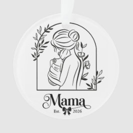 ミニマリスト ブラック&ホワイト 1st Mother's Day Est. オーナメント