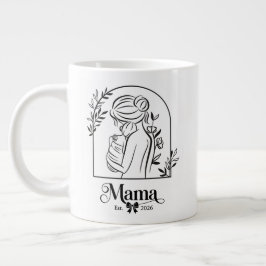 ミニマリスト ブラック&ホワイト 1st Mother's Day Est. ジャンボコーヒーマグカップ
