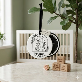 ミニマリスト ブラック&ホワイト 1st Mother's Day Est. セラミックオーナメント