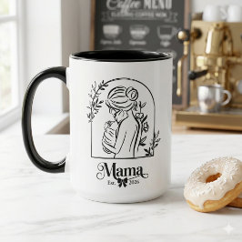 ミニマリスト ブラック&ホワイト 1st Mother's Day Est. マグカップ