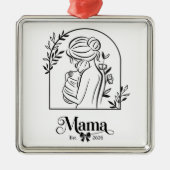 ミニマリスト ブラック&ホワイト 1st Mother's Day Est. メタルオーナメント (正面)