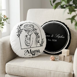 ミニマリスト ブラック&ホワイト 1st Mother's Day Est. ラウンドクッション