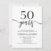 ミニマリスト ブラック ホワイト 50周年 結婚記念日 招待状 (正面)