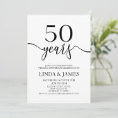 ミニマリスト ブラック ホワイト 50周年 結婚記念日 招待状 (スタンド正面)