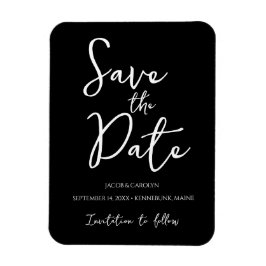 ミニマリスト ブラック＆ホワイト Save the Date マグネット