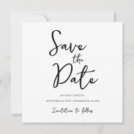 ミニマリスト ブラック＆ホワイト Save the Date 招待状