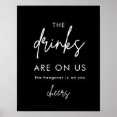 ミニマリスト ブラック ユモア ウェディング オープン バー サイン (正面)