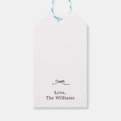 ミニマリスト ブラック リボン カスタム ギフト タグ (正面)