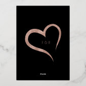 ミニマリスト ブラック ローズ ゴールド アートデコ Save The Date 箔招待状 (裏面)