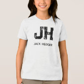 ミニマリスト ブラック 二文字 モノグラム 名前 白 トライブレンドＴシャツ (正面)