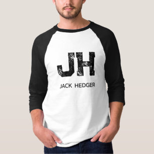 ミニマリスト ブラック 二文字 モノグラム 名前 白 Tシャツ