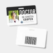 ミニマリスト ブラック 医療用医師 病院 写真 ID バッジ (正面＆裏面)