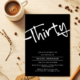 ミニマリスト ブラック 大人 30歳 バーティー 招待状