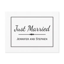 ミニマリスト ブラック 挙式報告カード 結婚しました