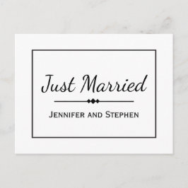 ミニマリスト ブラック 挙式報告カード 結婚しました 案内ポストカード