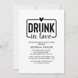 ミニマリスト ブラック "Drunk in Love" ブライズメイドパーティー 招待状