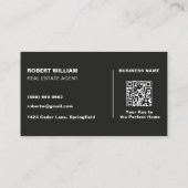 ミニマリスト ブラック QR コード 不動産エージェント 名刺 (裏面)