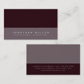 ミニマリスト・ブルゴーニュ&グレー |プロフェッショナル 名刺 (正面/裏面)