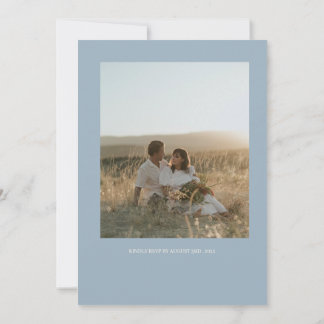 ミニマリスト ブルーとクリーム ウェディング 招待状