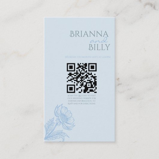 ミニマリスト・ブルー結婚フローラ エンクロージャーカード (正面)