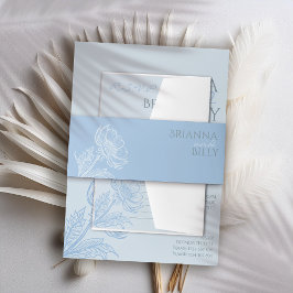 ミニマリスト・ブルー結婚フローラ 招待状ベリーバンド