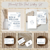 ミニマリスト・ブルー結婚フローラ 招待状