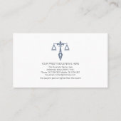 ミニマリスト・ブルー・はかりで測オブ・ジャスティス、弁護士 名刺 (裏面)