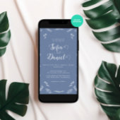 ミニマリスト ブルー ウィンター ウェディング 招待状