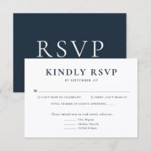 ミニマリスト ブルー ウェディング RSVP カード