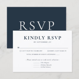ミニマリスト ブルー ウェディング RSVP カード