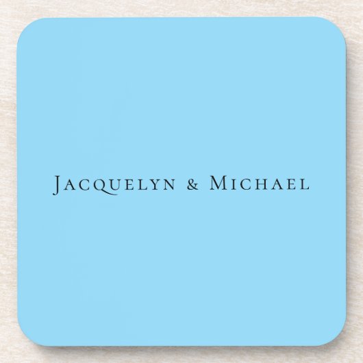 ミニマリスト ブルー シンプル エレガント クラシカル ネーム コースター (正面)