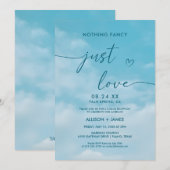 ミニマリスト ブルー スカイ ただ 愛 カジュアル 招待状 (正面/裏面)