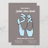 ミニマリスト ブルー バレエ ダンス発表会 招待状 (正面/裏面)