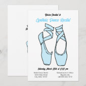 ミニマリスト ブルー バレエ ダンス発表会 招待状 (正面/裏面)