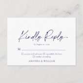 ミニマリスト ブルー フラワーズ RSVP カード – ご返信お願いします (裏面)