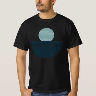 ミニマリスト ブルー ボホ ジオメトリック 月柄 アブストラクト Tシャツ