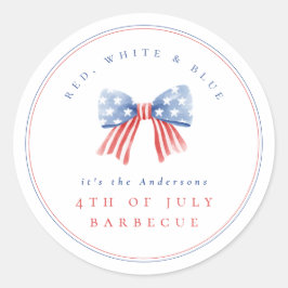 ミニマリスト・プレッピーアメリカ国旗リボン7月4日BBQ ラウンドシール