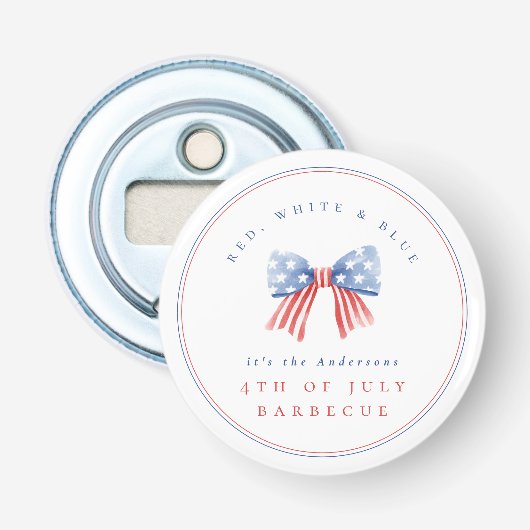 ミニマリスト プレピー USA 水彩 リボン 7月4日 BBQ 栓抜き (正面)