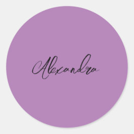 ミニマリスト プレーン カリグラフィー オリジナル ネーム ラベンダー ラウンドシール