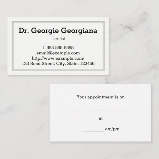 ミニマリスト、プレーン、プロフェッショナル名刺 予約カード (正面/裏面)