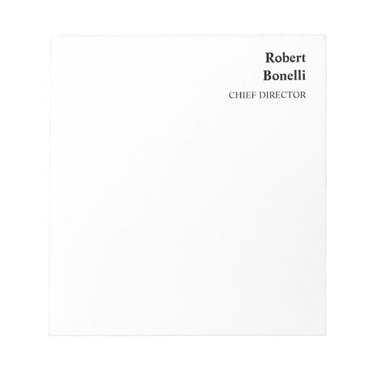 ミニマリスト プレーン ホワイト モダン ノートパッド (正面)