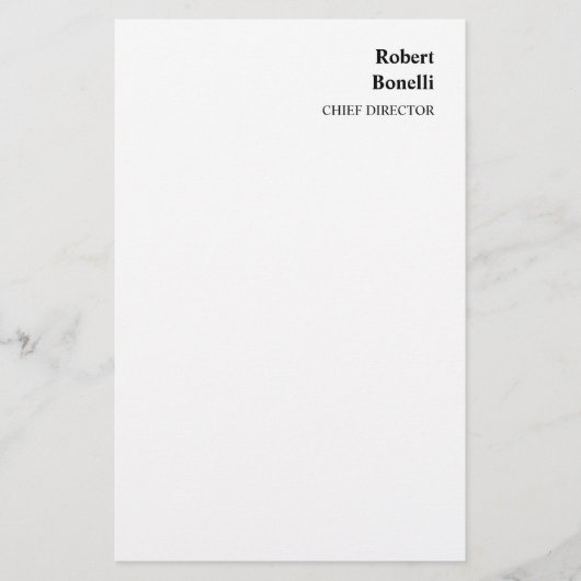 ミニマリスト プレーン ホワイト モダン 便箋 (正面)