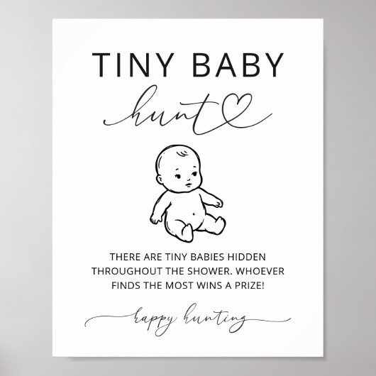 ミニマリスト ベビーシャワー Tiny Baby Hunt ゲームサイン ポスター (正面)