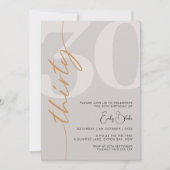 ミニマリスト ベージュ 30歳の誕生日パーティー招待状 招待状 (正面)