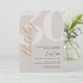 ミニマリスト ベージュ 30歳の誕生日パーティー招待状 招待状 (スタンド正面)