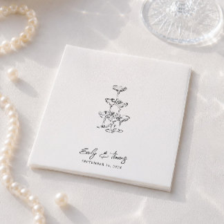 ミニマリスト+ホイップシカル+インク+手描きの結婚式 スタンダードカクテルナプキン
