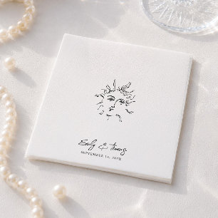 ミニマリスト+ホイップシカル+インク+手描きの結婚式 スタンダードカクテルナプキン