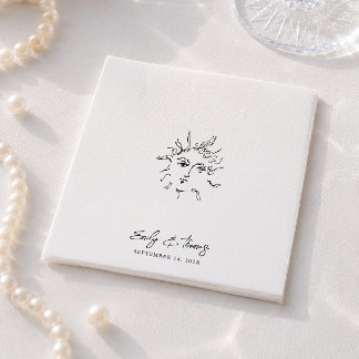 ミニマリスト+ホイップシカル+インク+手描きの結婚式 スタンダードカクテルナプキン