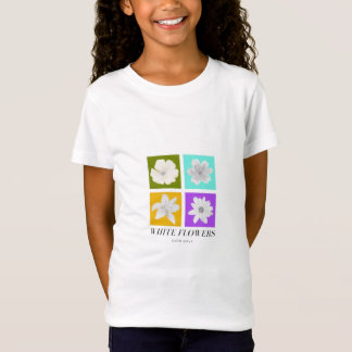 ミニマリスト ホワイトフラワー ポップアート グラフィックデザイン Tシャツ
