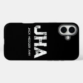 ミニマリスト ホワイト イニシャル ブラック Case-Mate iPhoneケース (裏面 (横))